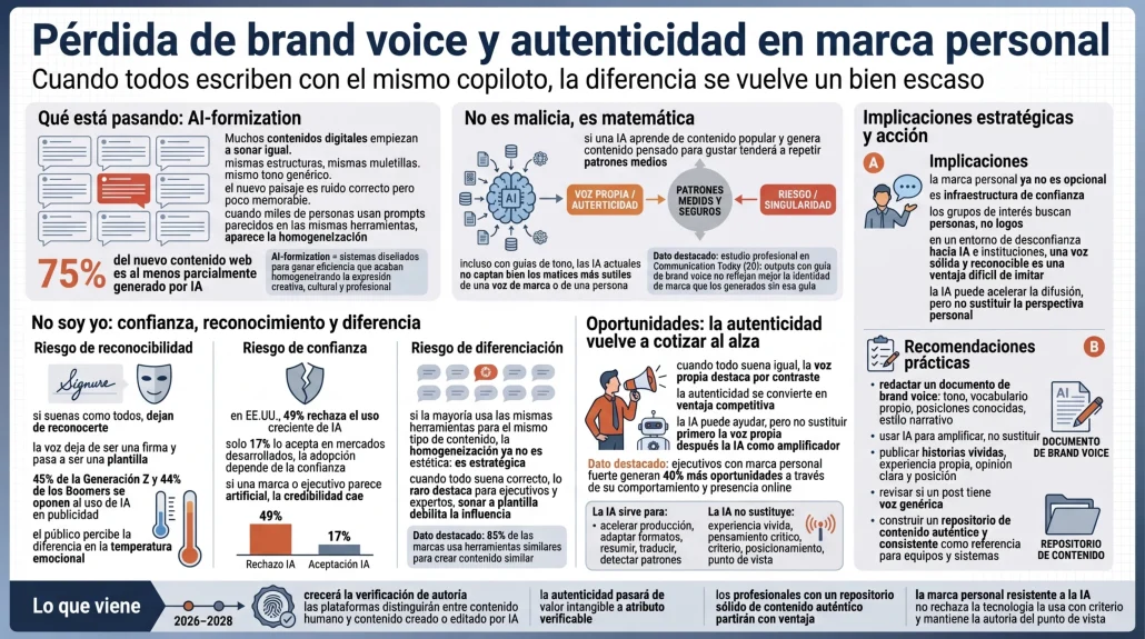 Infografía Parte 3. Pérdida de brand voice y autenticidad en marca personal, por Guillem Recolons